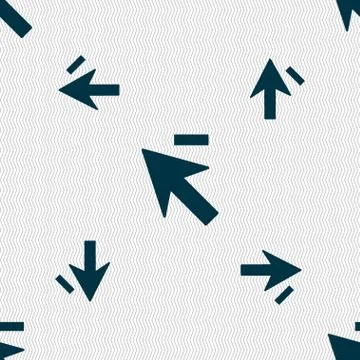 Cursor, arrow minus icon sign. Seamless pattern with geometric texture. Vecto Stock Illustration