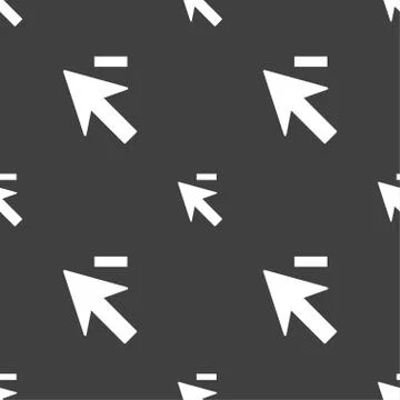 Cursor, arrow minus icon sign. Seamless pattern on a gray background. イラスト素材