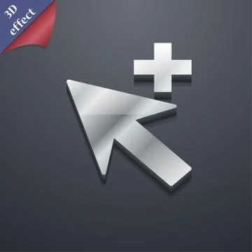 Cursor, arrow plus, add icon symbol. 3D style. Trendy, modern design with space イラスト素材