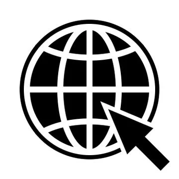 Cursor arrow is pointing to planet symbol Stock Illustration