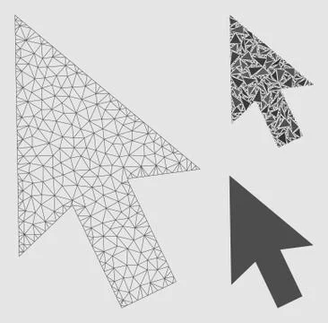 Cursor Arrow Vector Mesh 2D Model and Triangle Mosaic Icon Stock Illustration