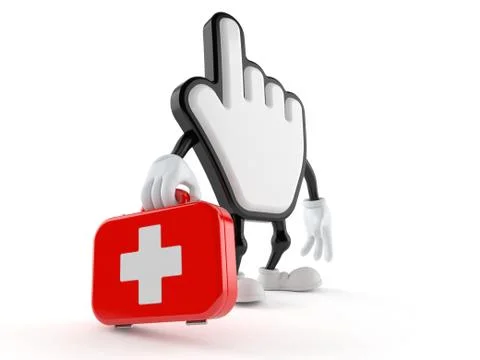 Cursor character holding first aid kit Stock Illustration