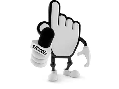 Cursor character holding interview microphone Illustrazione stock