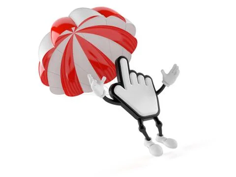 Cursor character with parachute 스톡 일러스트