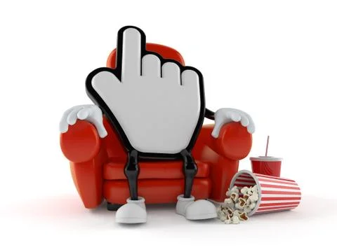 Cursor character sitting in the cinema Stock Illustration
