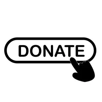 Cursor click to the donate button on white background. hand push on donate Stock Illustration
