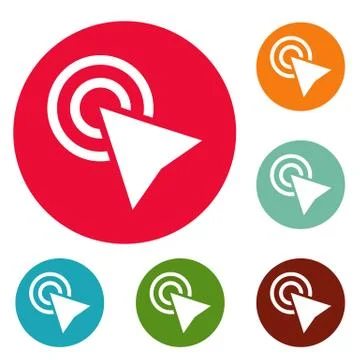 Cursor click element icons circle set vector Stock Illustration