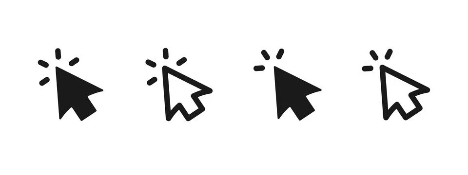 Cursor click icon. Set of pointer arrow vector illustrations with click mar.. イラスト素材