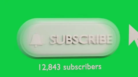 Cursor clicking 3D subscribe button, causing ripple, turning mint, updating Stock Footage 339197892