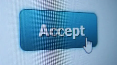 Cursor Clicking on a Accept button Stock Footage 164591315