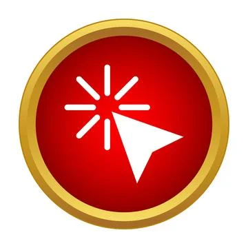 Cursor clicking action in red gold button Illustrazione stock
