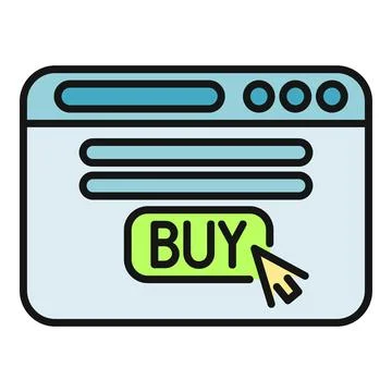 Cursor clicking buy button on desktop browser window Stock Illustration