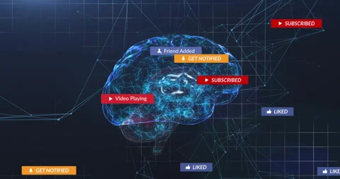 Cursor clicking causing 3D brain rotating while message and sub prompts moving Stock Footage 314717091