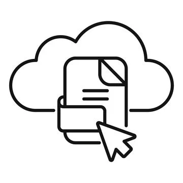 Cursor clicking document in cloud storage representing online data management Stock Illustration
