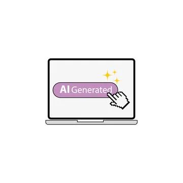 Cursor clicking generated button on laptop screen Stock Illustration