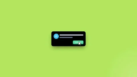 Cursor Clicking Green Button on Notification Card Animation Video stock 345164962