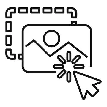 Cursor clicking on image with loading buffer symbol and dotted selection fram Stock Illustration
