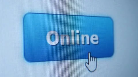 Cursor Clicking on Online Button Stock Footage 164591550