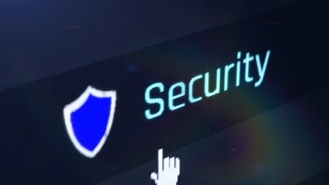Cursor clicking on security button, computer settings, privacy, protection Stock Footage 117228678