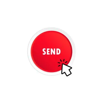 Cursor clicking send button icon. Vector on isolated white background. EPS 10 Stock Illustration