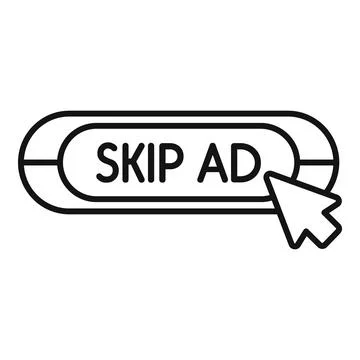 Cursor clicking skip ad button, online advertisement control Stock-Illustration