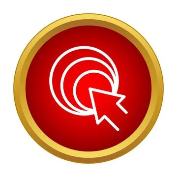 Cursor clicking target aiming at digital button Ilustración de archivo