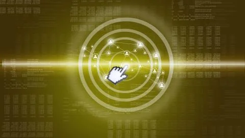 Cursor clicking on virtual screen Illustrazione stock