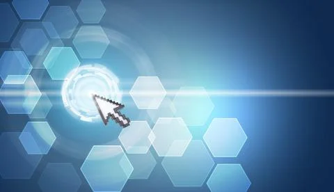 Cursor clicking on virtual screen Illustrazione stock