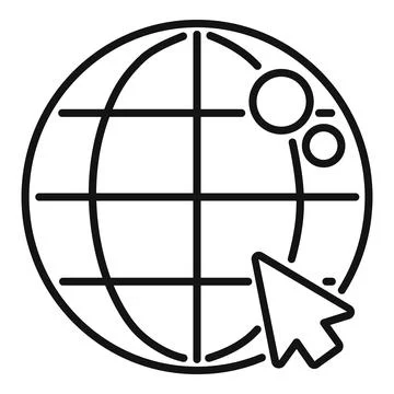 Cursor clicking on world globe icon for global network access Stock Illustration