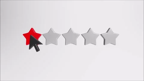 The cursor clicks on a 1-star review on a white background 動画素材 229115941