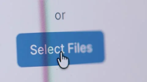 A cursor clicks the blue "Select Files" button, transitioning to a screen that d Stock Footage 342777941