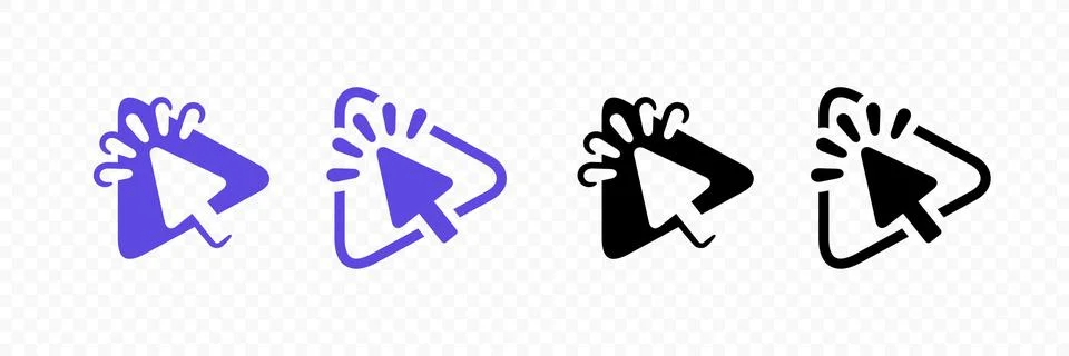 Cursor clicks on play button vector design Stock Illustration