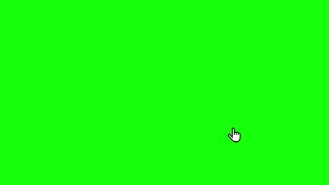 The cursor clicks on the screen green background 4k. Standard cursor animation Stock Illustration