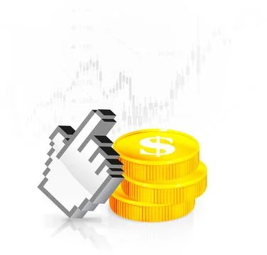 A cursor with the coins A cursor with the coins on the background of excha... Stock Photos