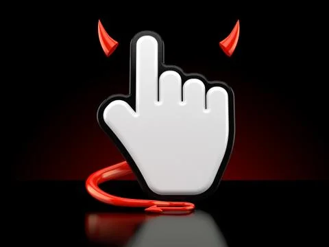 Cursor with devil horns and tail 스톡 일러스트