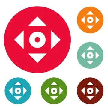 Cursor displacement app icons circle set Stock Illustration