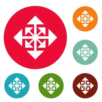 Cursor displacement arrow icons circle set vector Stock Illustration