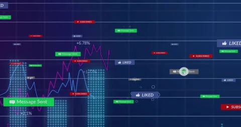 Cursor drifting across grid starting button sliding and charts rising, lines Stock Footage 311031794