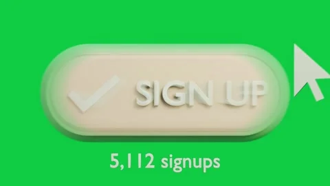 Cursor entering upper-right clicking 3D signup button on transparent bg updating Vídeos de archivo 339197918