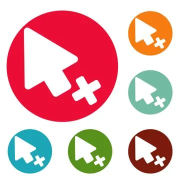Cursor failure icons circle set Illustrazione stock