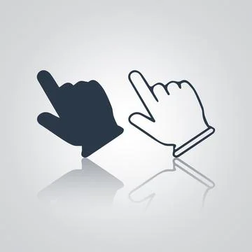 Cursor finger icon also outlined with a silver background Stock Illustration