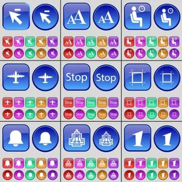 Cursor, Font, Silhouette, Airplane, Stop, Frame, Notification, Building, One. A Stock Illustration