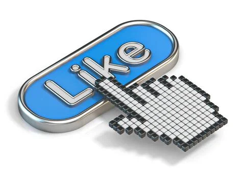 Cursor hand on like button 3D Cursor hand on like button 3D render illustr... Foto stock