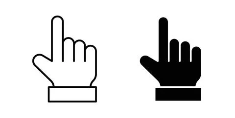 Cursor hand icon in black and white. vector icon pack for websites 库存插图