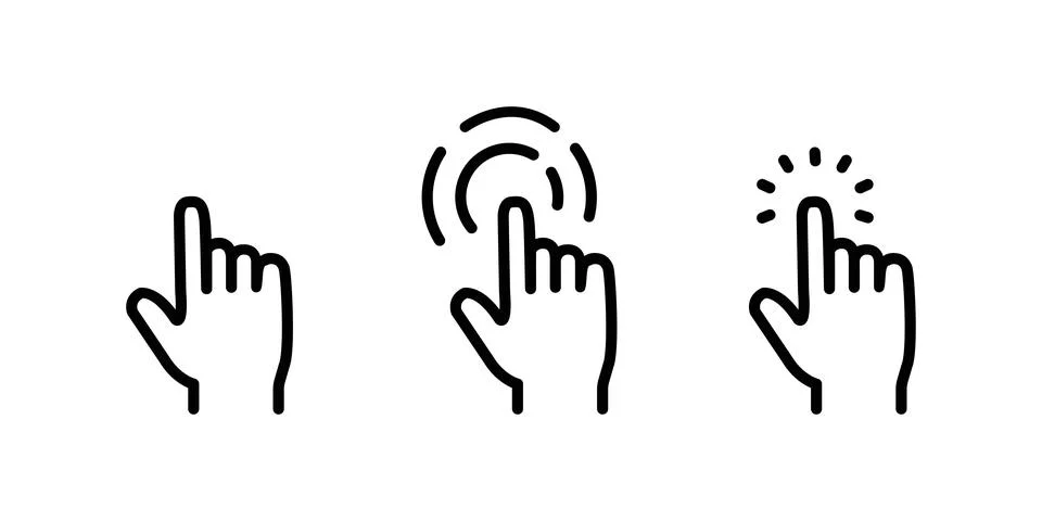 Cursor Hand icon set, click, vector icons. Stock Illustration