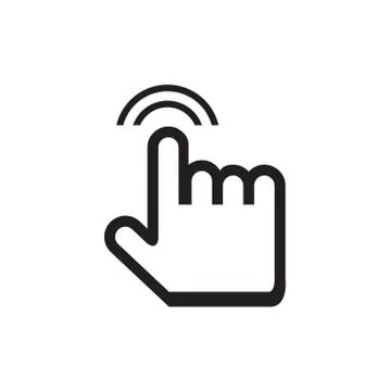 Cursor hand icon with shadow on white background Stock Illustration
