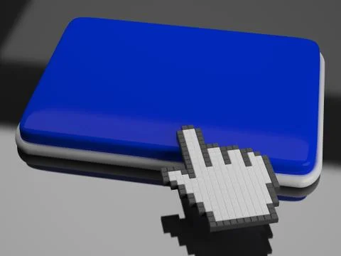 Cursor hand on key background shows blank copyspace click here Stock Illustration