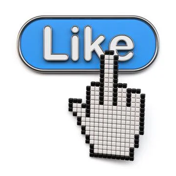 Cursor hand with middle finger on like button 3D Stock Illustration