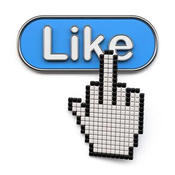 Cursor hand with middle finger on like button 3D Cursor hand with middle f... Foto stock