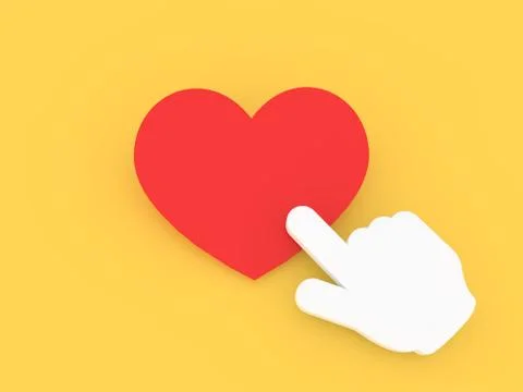 Cursor hand presses the red heart. Stock Illustration